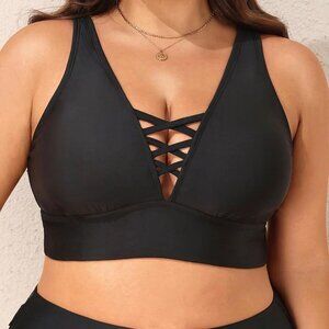Women's Plus Size Bikini TOP Swimsuit Black Size XL NEW